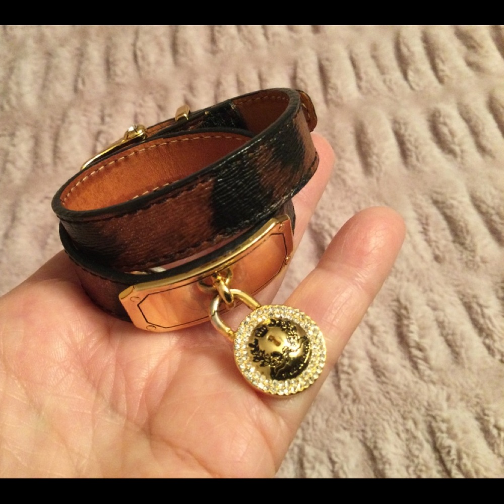 Wrap Around leather bracelet with lock charm. Engraved